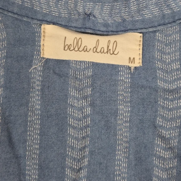 Bella Dahl Striped Blue Tie-front Button-down V Neck Shirt Women's Size M - Picture 6 of 7